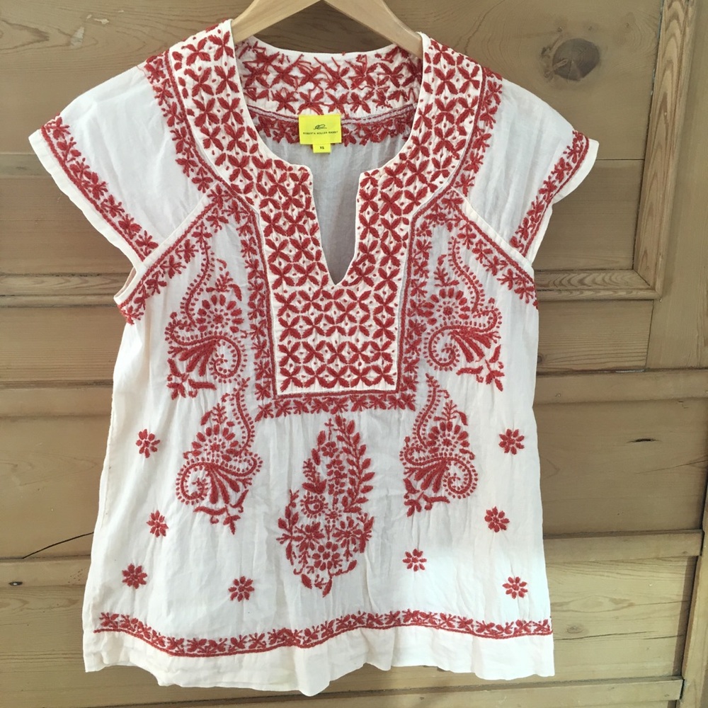 Roberta Roller Rabbit Embroidered Faith Top XS
